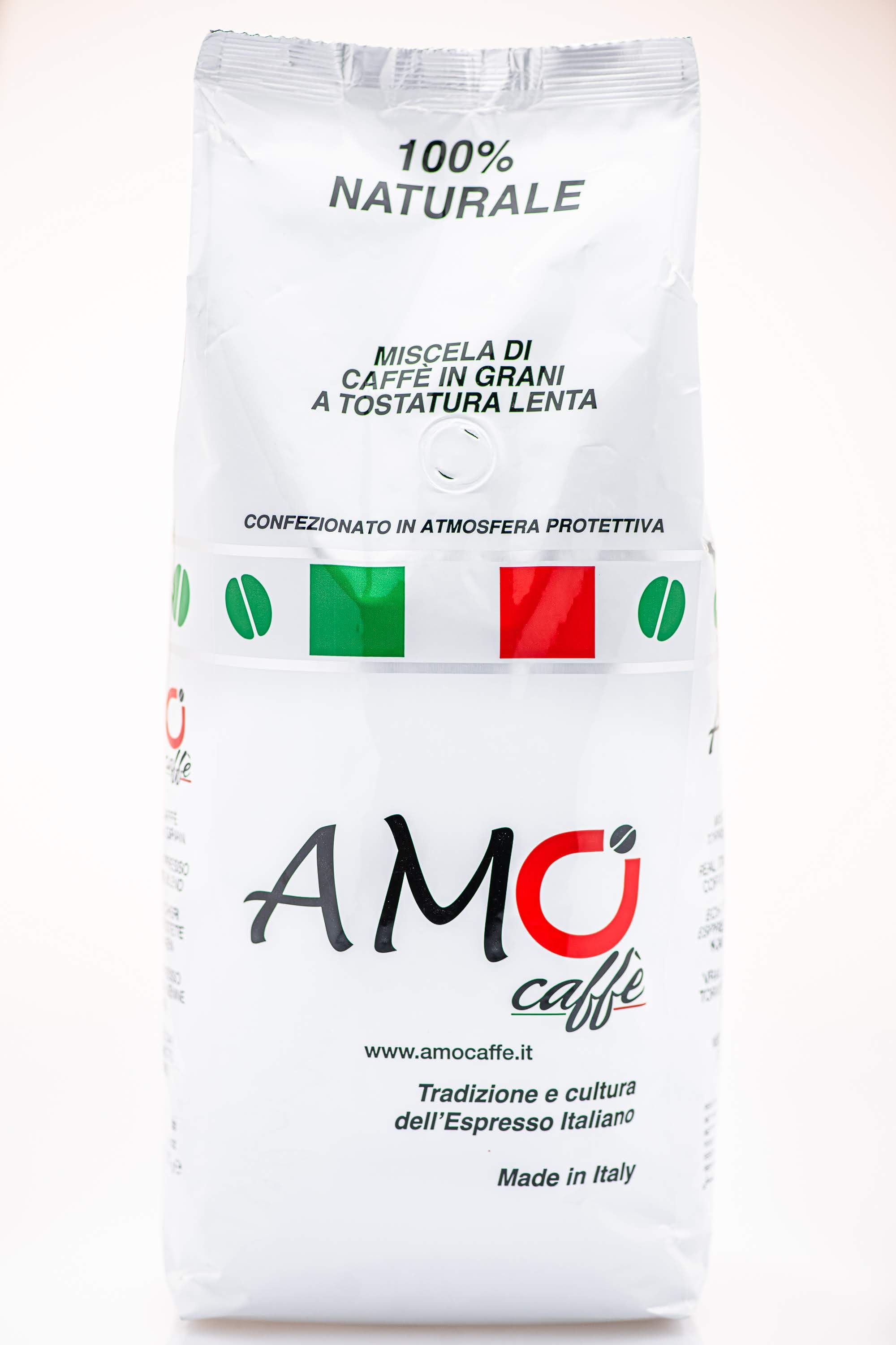 AMO CAFFE MISCELA DEK 100% ARABICA- MISCELA DI CAFFE IN GRANI A TOSTATURA LENTA