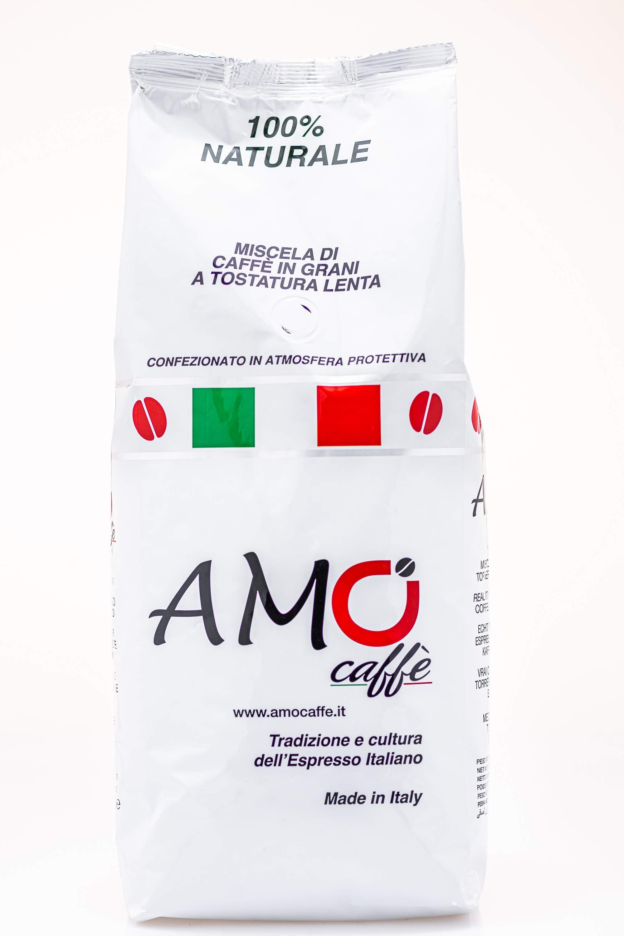 AMO CAFFE MISCELA ROSSO CREMOSO - MISCELA DI CAFFE IN GRANI A TOSTATURA LENTA